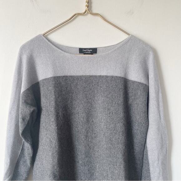 Lord & Taylor Gray Two Tone Tunic Cashmere Sweater S - Picture 2 of 6